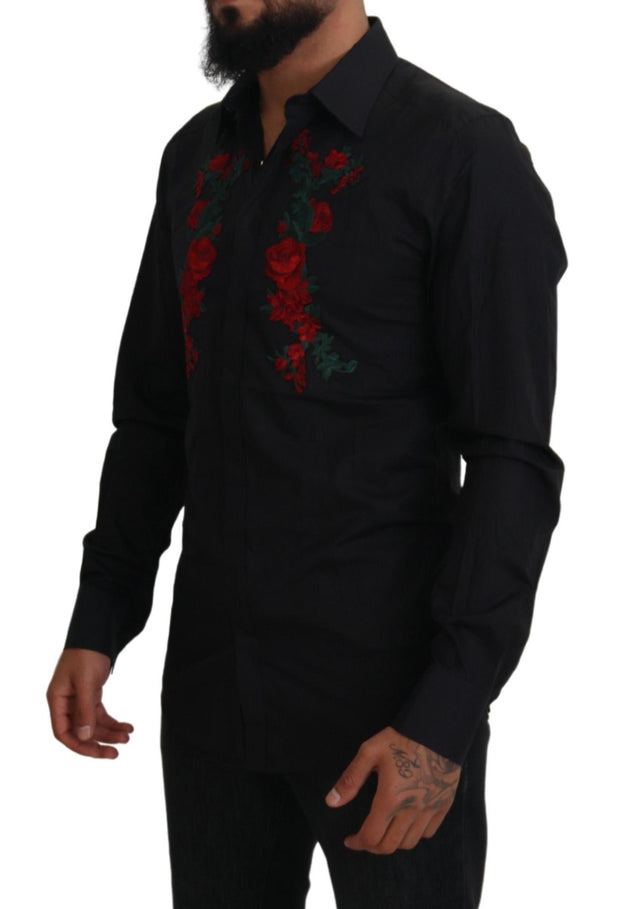 Elegant Floral Embroidered Cotton Shirt Dolce & Gabbana