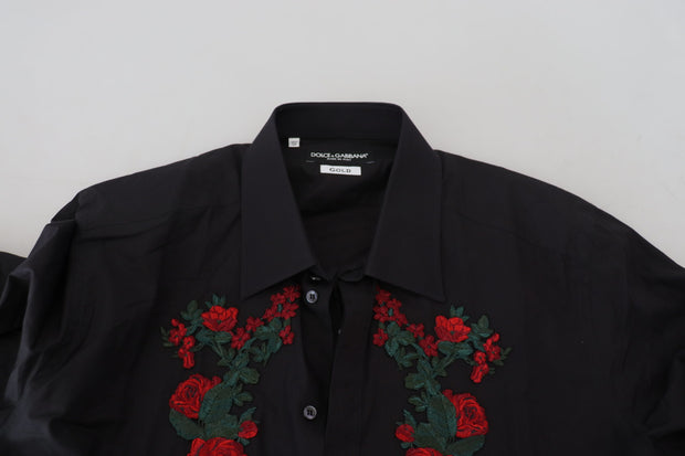 Elegant Floral Embroidered Cotton Shirt Dolce & Gabbana