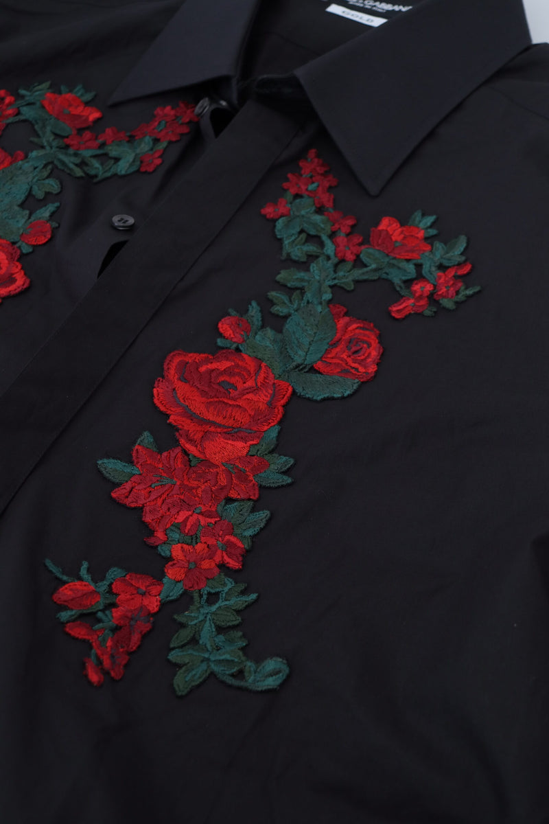 Elegant Floral Embroidered Cotton Shirt Dolce & Gabbana