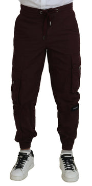 Elegant Burgundy Cotton Jogger Pants Dolce & Gabbana