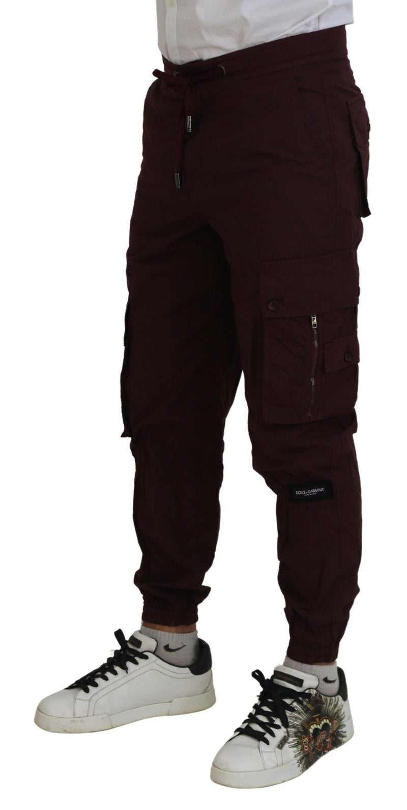 Elegant Burgundy Cotton Jogger Pants Dolce & Gabbana