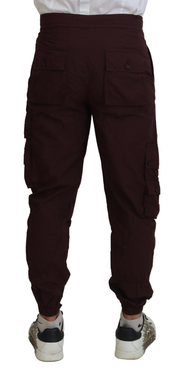 Elegant Burgundy Cotton Jogger Pants Dolce & Gabbana