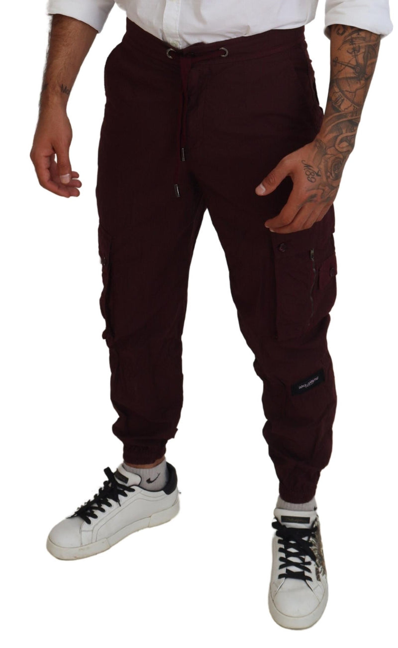 Elegant Burgundy Cotton Jogger Pants Dolce & Gabbana