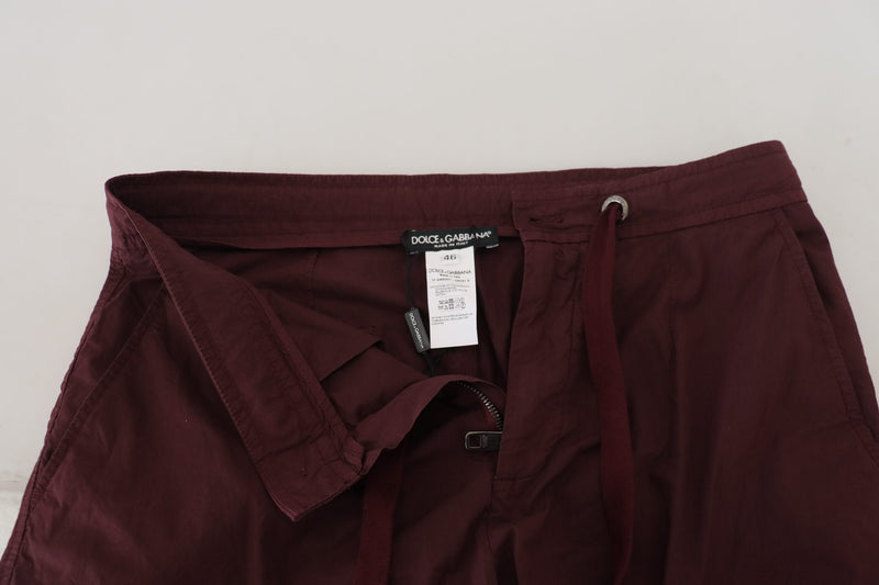 Elegant Burgundy Cotton Jogger Pants Dolce & Gabbana