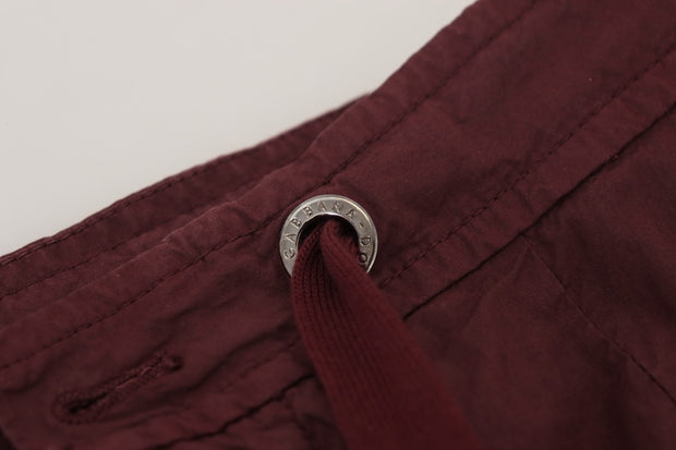 Elegant Burgundy Cotton Jogger Pants Dolce & Gabbana