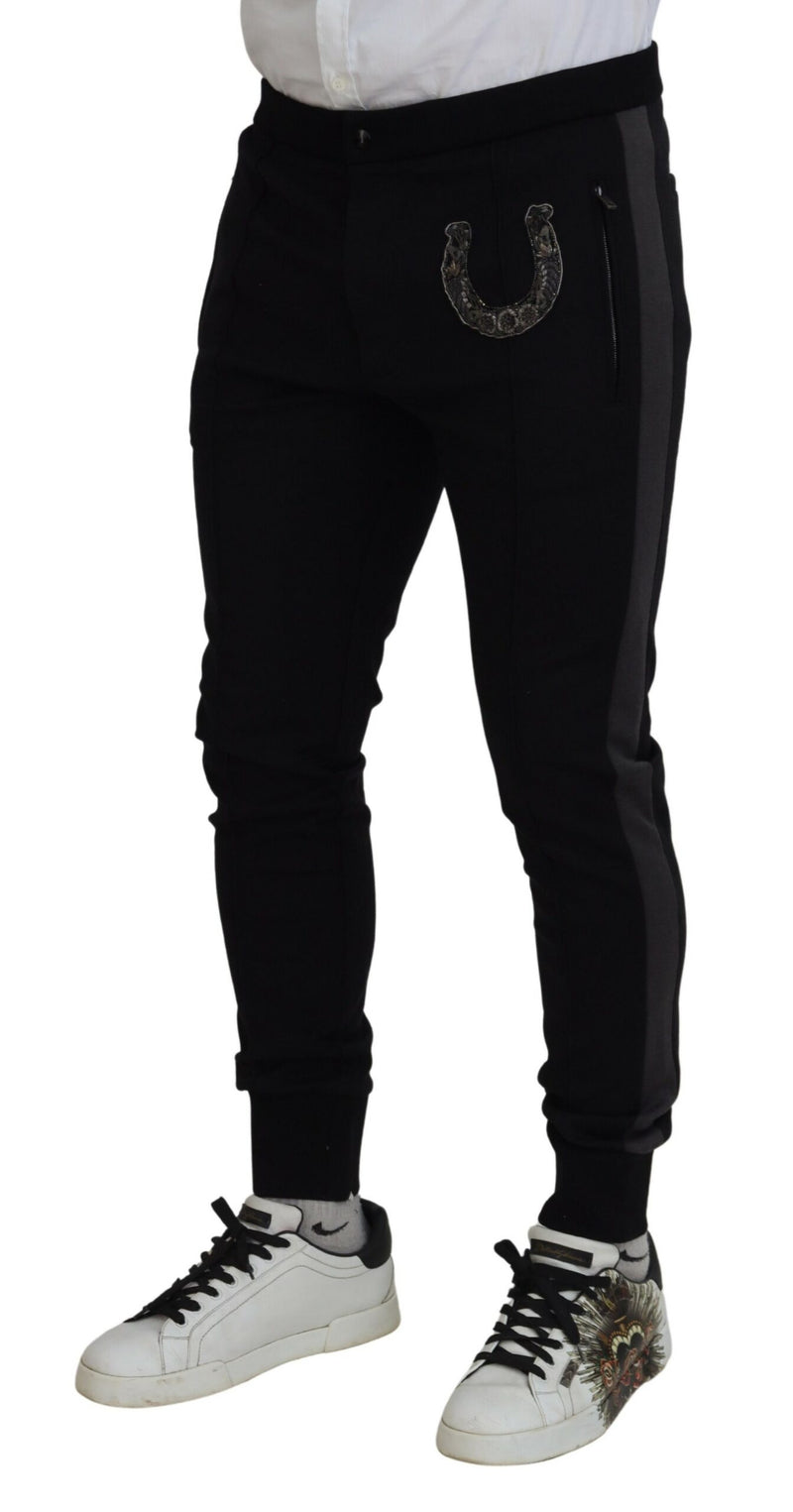 Elegant Black Jogger Pants in Luxe Wool Blend Dolce & Gabbana