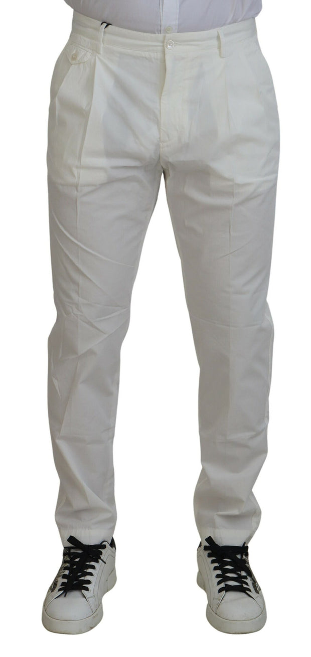 Elegant White Cotton Chino Pants Dolce & Gabbana