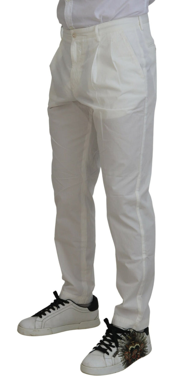 Elegant White Cotton Chino Pants Dolce & Gabbana