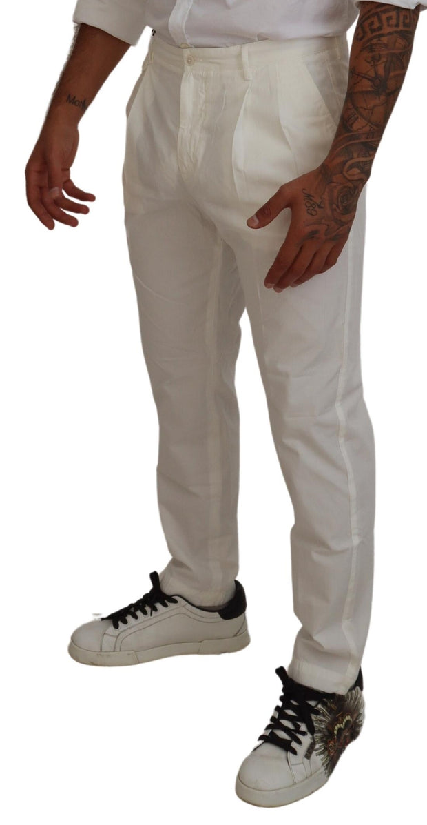 Elegant White Cotton Chino Pants Dolce & Gabbana