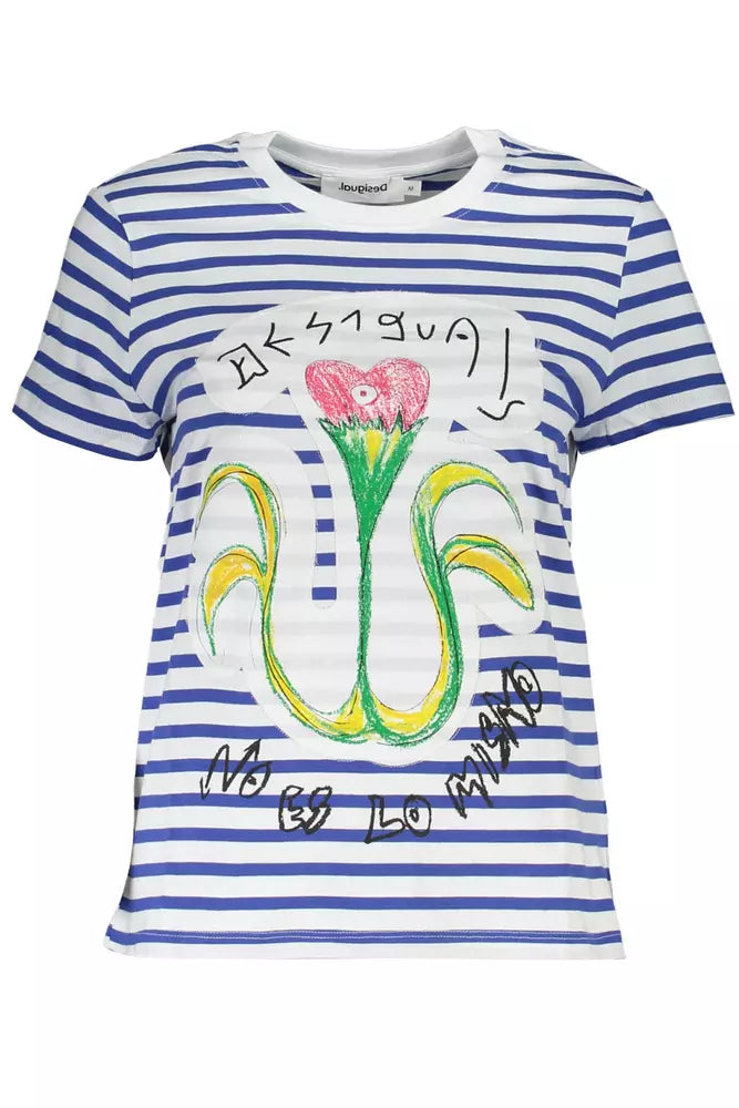 Blue Cotton Women T-Shirt Desigual