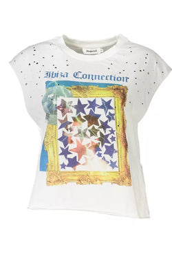 White Cotton Women T-Shirt Desigual