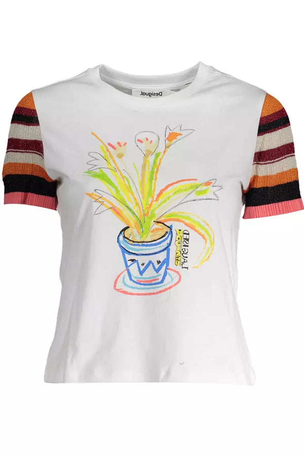 White Cotton Women T-Shirt Desigual