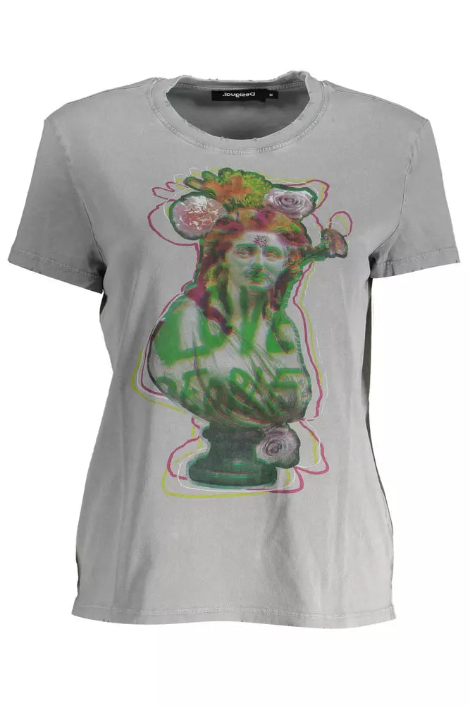 Gray Cotton Women Top Desigual