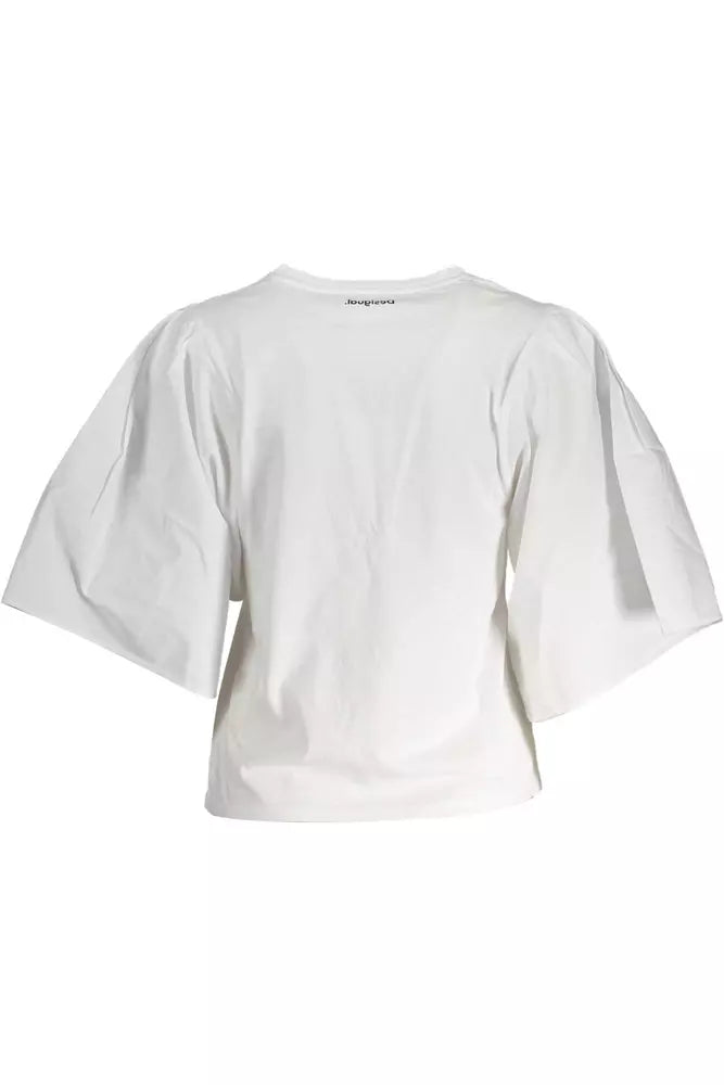 White Cotton Women T-Shirt Desigual