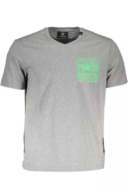 Gray Cotton Men T-Shirt Plein Sport