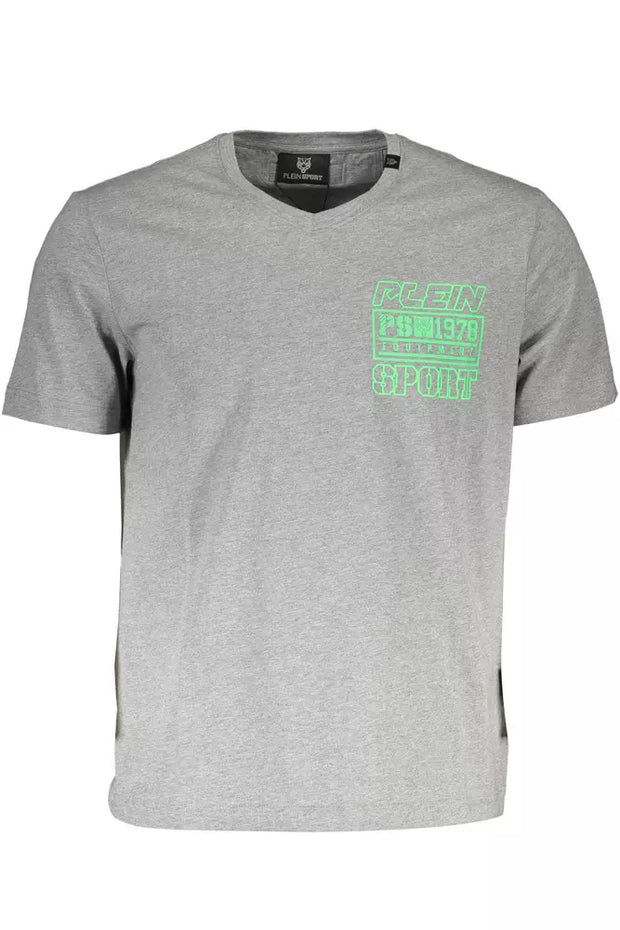 Gray Cotton Men T-Shirt Plein Sport