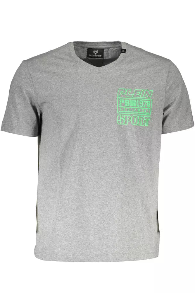 Gray Cotton Men T-Shirt Plein Sport