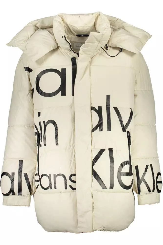 Beige Polyester Men Jacket Calvin Klein