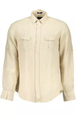 Beige Linen Men Shirt Gant