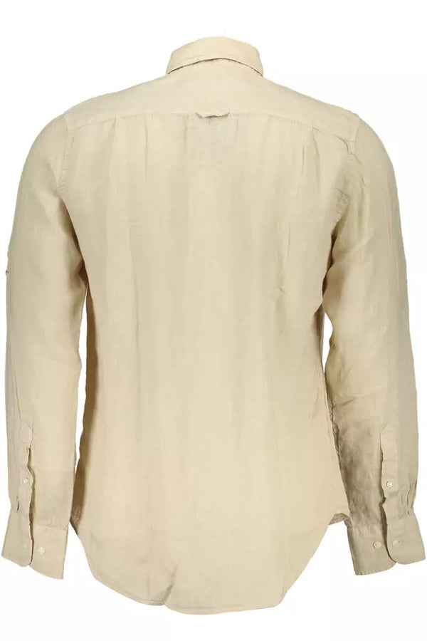 Beige Linen Men Shirt Gant