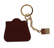 Elegant Brown Leather Keychain with Gold Detailing Dolce & Gabbana