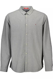 Gray Cotton Men Shirt Tommy Hilfiger