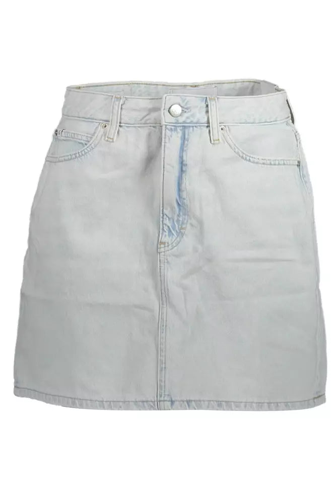 Light Blue Cotton Women Skirt Calvin Klein