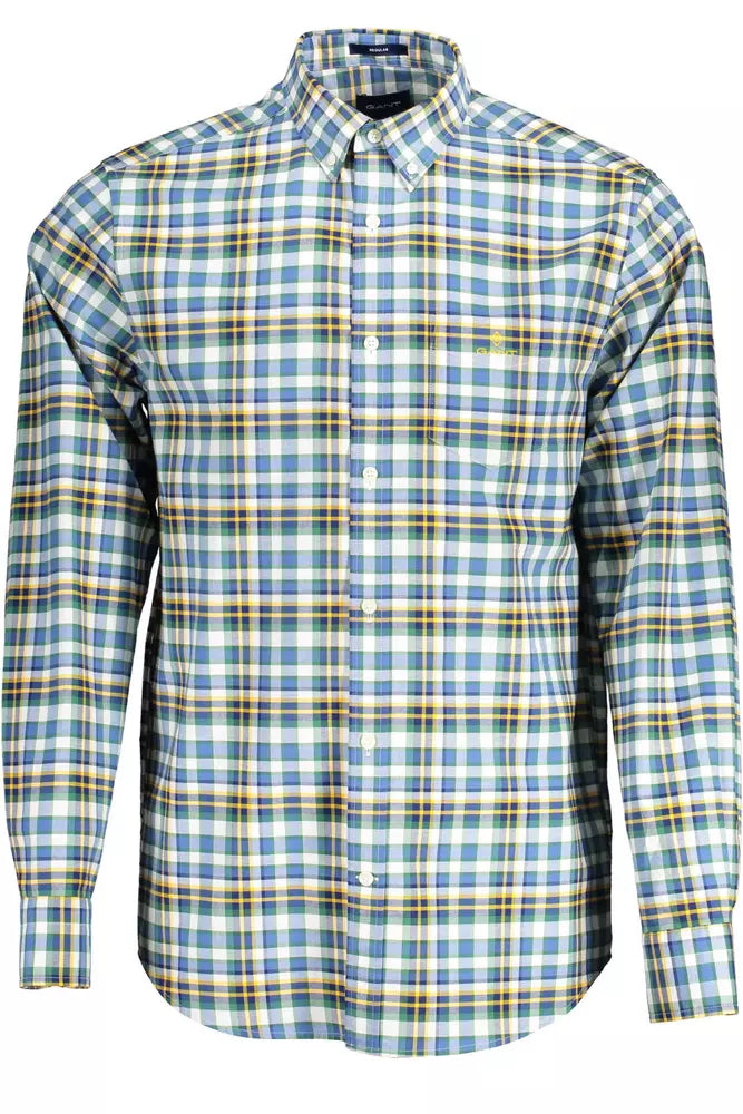 Blue Cotton Mens Shirt Gant