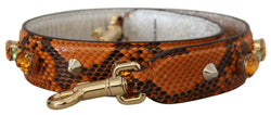 Chic Orange Leather Bag Strap with Gold-Tone Clasps Dolce & Gabbana