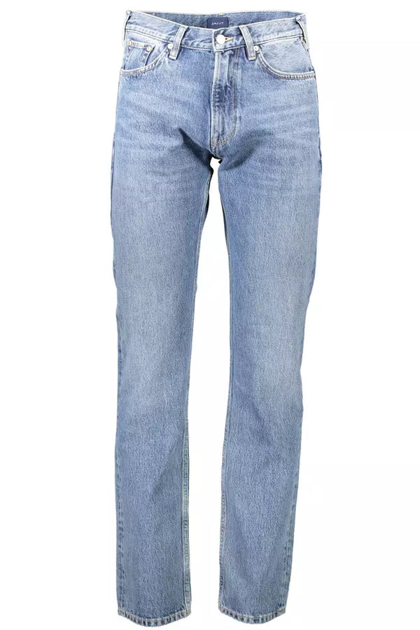 Light Blue Cotton Men Jean Gant