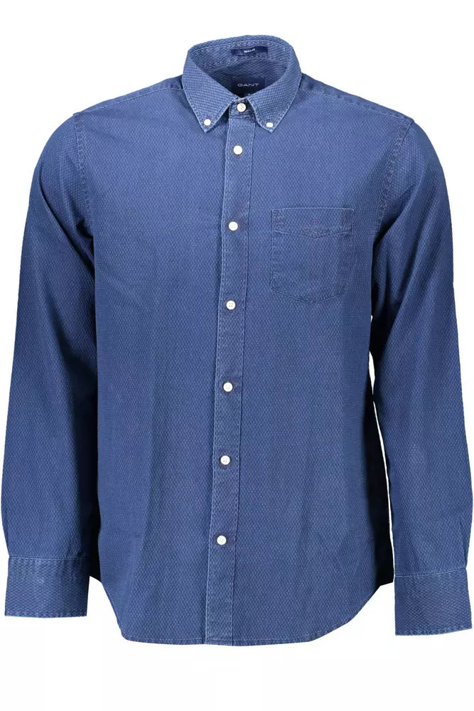 Blue Cotton Men Shirt Gant