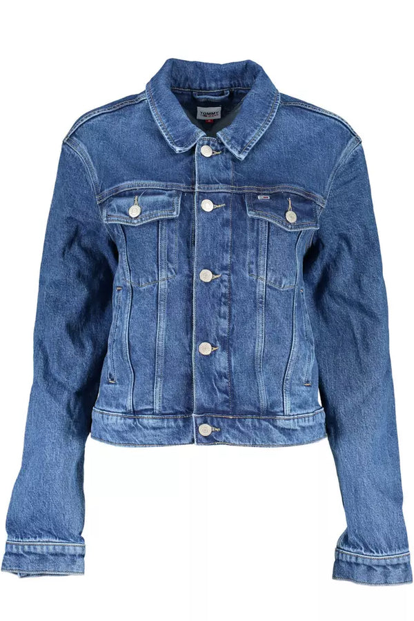 Blue Cotton Women Jacket Tommy Hilfiger