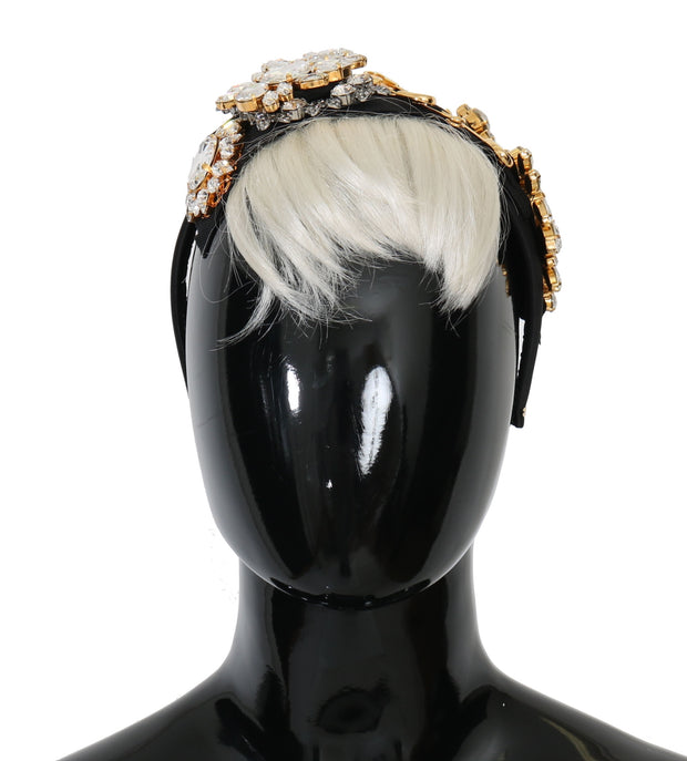 Elegant Black Crystal Headband Diadem Dolce & Gabbana