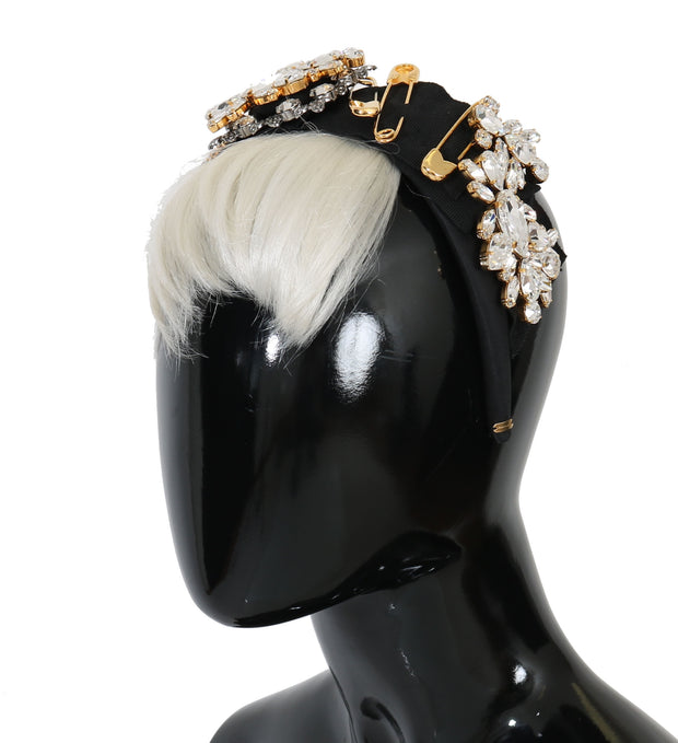 Elegant Black Crystal Headband Diadem Dolce & Gabbana