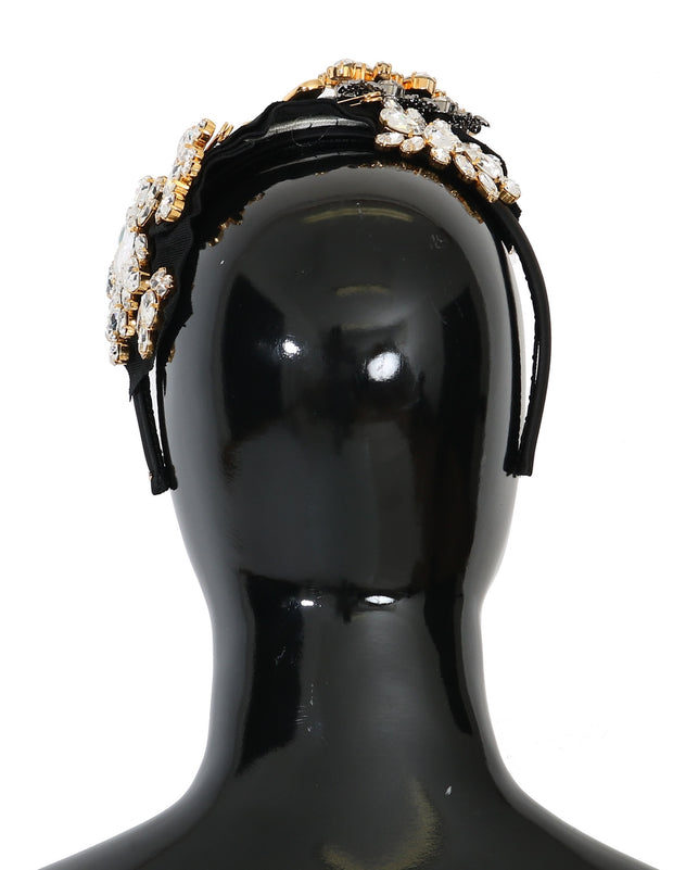 Elegant Black Crystal Headband Diadem Dolce & Gabbana