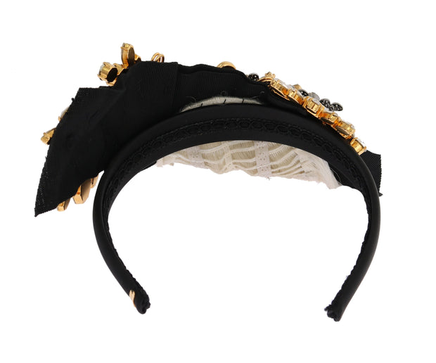 Elegant Black Crystal Headband Diadem Dolce & Gabbana