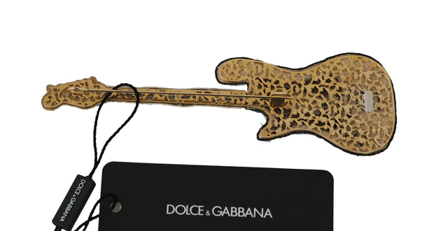 Gold Sequined Guitar Pin Brooch Dolce & Gabbana