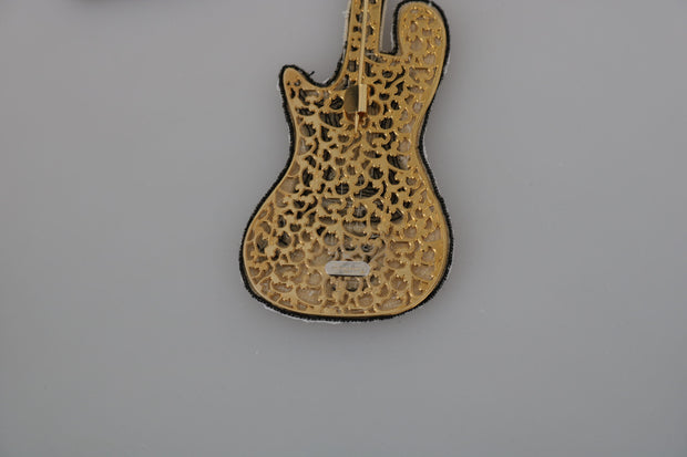 Gold Sequined Guitar Pin Brooch Dolce & Gabbana