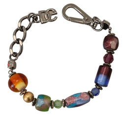 Multicolor Beaded Silver Chain Bracelet Dolce & Gabbana