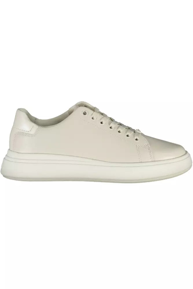 Beige Leather Women Sneaker Calvin Klein