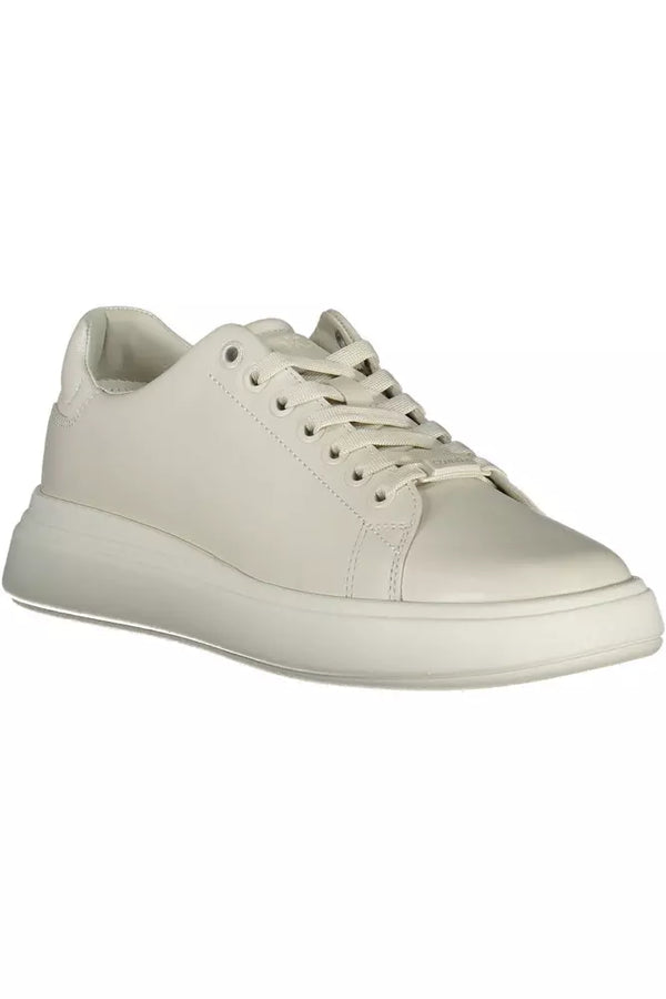 Beige Leather Women Sneaker Calvin Klein