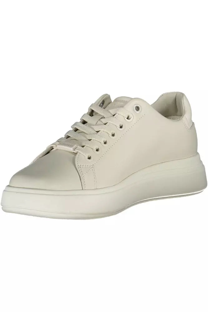 Beige Leather Women Sneaker Calvin Klein