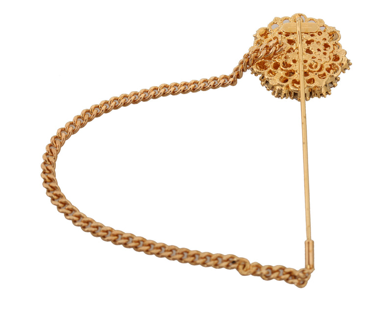 Exquisite Crystal-Embellished Gold Brooch Dolce & Gabbana