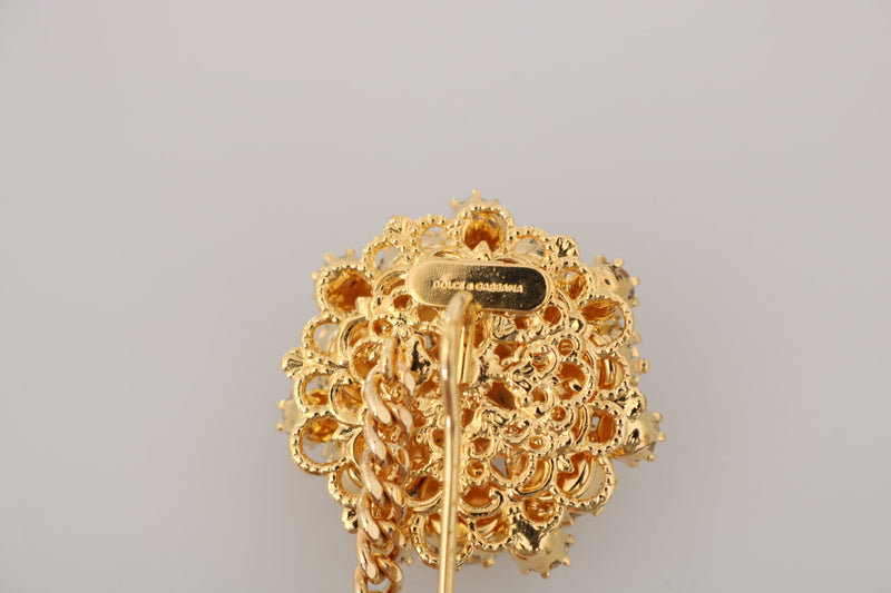 Exquisite Crystal-Embellished Gold Brooch Dolce & Gabbana