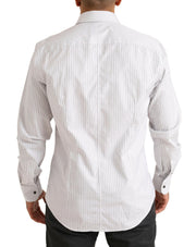 Elegant White Striped Cotton Dress Shirt Dolce & Gabbana