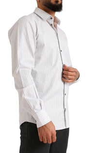 Elegant White Striped Cotton Dress Shirt Dolce & Gabbana