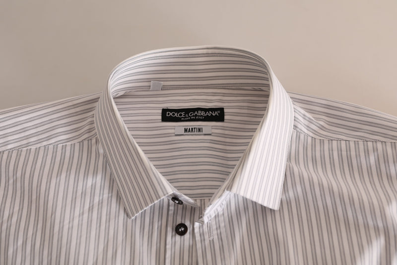 Elegant White Striped Cotton Dress Shirt Dolce & Gabbana