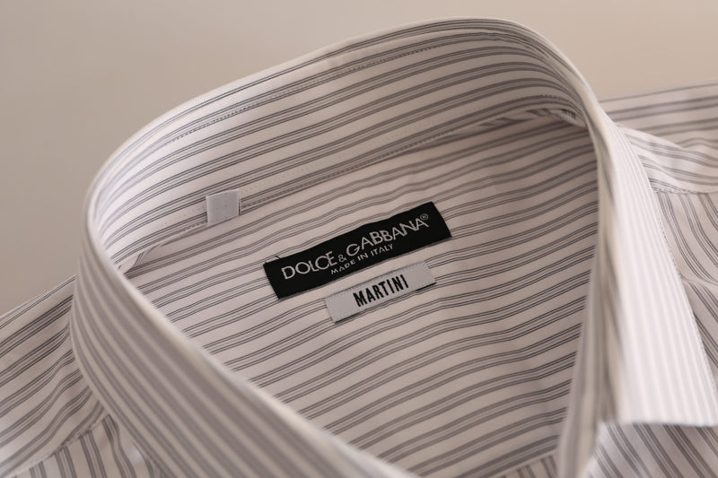 Elegant White Striped Cotton Dress Shirt Dolce & Gabbana