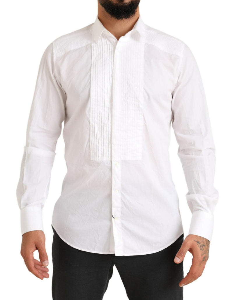 Elegant White Slim Fit Cotton Dress Shirt Dolce & Gabbana