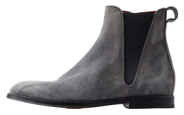 Elegant Gray Chelsea Leather Boots Dolce & Gabbana